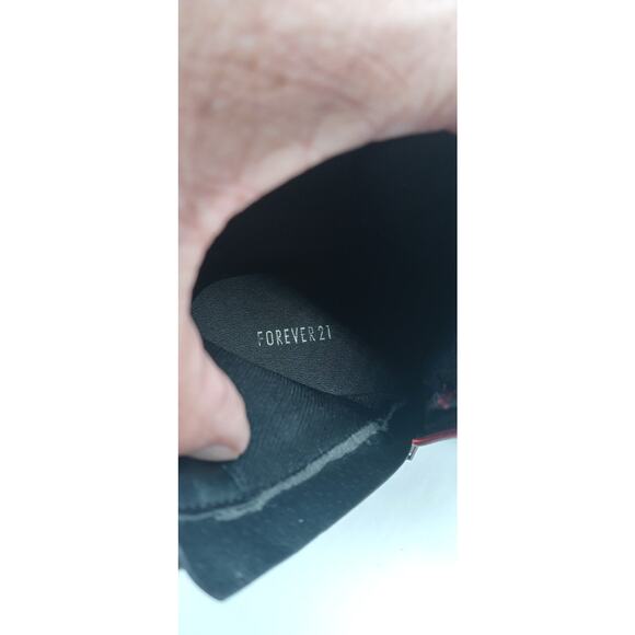 Forever 21 Platform Boots Chunky Heels Oxblood Size 7.5 Zip & Lace Up Punk Retro - Picture 13 of 14